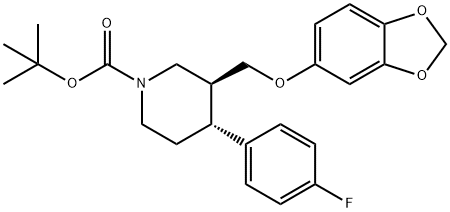 1-Piperidinecarboxylic acid, 3-[(1,3-benzodioxol-5-yloxy)methyl]-4-(4-fluorophenyl)-, 1,1-dimethylethyl ester, (3S,4R)- Structure