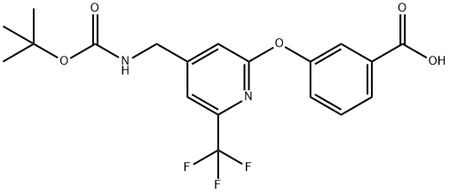 Benzoic acid, 3-[[4-[[[(1,1-dimethylethoxy)carbonyl]amino]methyl]-6-(trifluoromethyl)-2-pyridinyl]oxy]- Structure