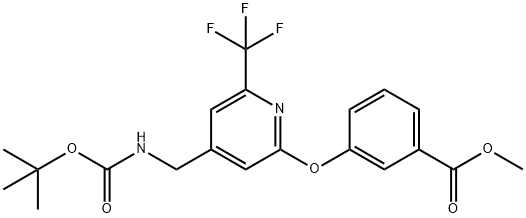 Benzoic acid, 3-[[4-[[[(1,1-dimethylethoxy)carbonyl]amino]methyl]-6-(trifluoromethyl)-2-pyridinyl]oxy]-, methyl ester Structure