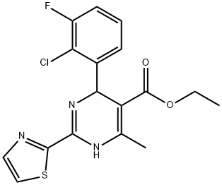 Ethyl 4-(2-chloro-3-fluorophenyl)-6-methyl-2-(thiazol-2-yl)-1,4-dihydropyrimidine-5-carboxylate Structure