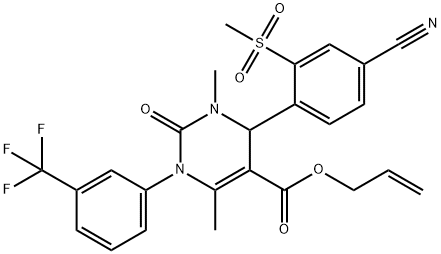 allyl 4-(4-cyano-2-(methylsulfonyl)phenyl)-3,6-dimethyl-2-oxo-1-(3-(trifluoromethyl)phenyl)-1,2,3,4-tetrahydropyrimidine-5-carboxylate Structure