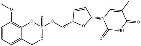 Thymidine, 2',3'-didehydro-3'-deoxy-5'-O-(8-methoxy-2-oxido-4H-1,3,2-benzodioxaphosphorin-2-yl)- (9CI) 구조식 이미지