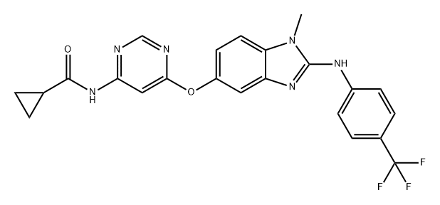 Cyclopropanecarboxamide, N-[6-[[1-methyl-2-[[4-(trifluoromethyl)phenyl]amino]-1H-benzimidazol-5-yl]oxy]-4-pyrimidinyl]- Structure