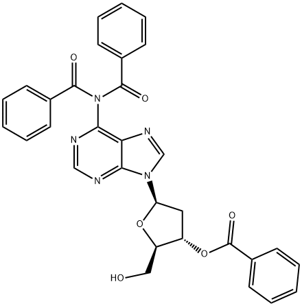 Adenosine, N,N-dibenzoyl-2'-deoxy-, 3'-benzoate Structure