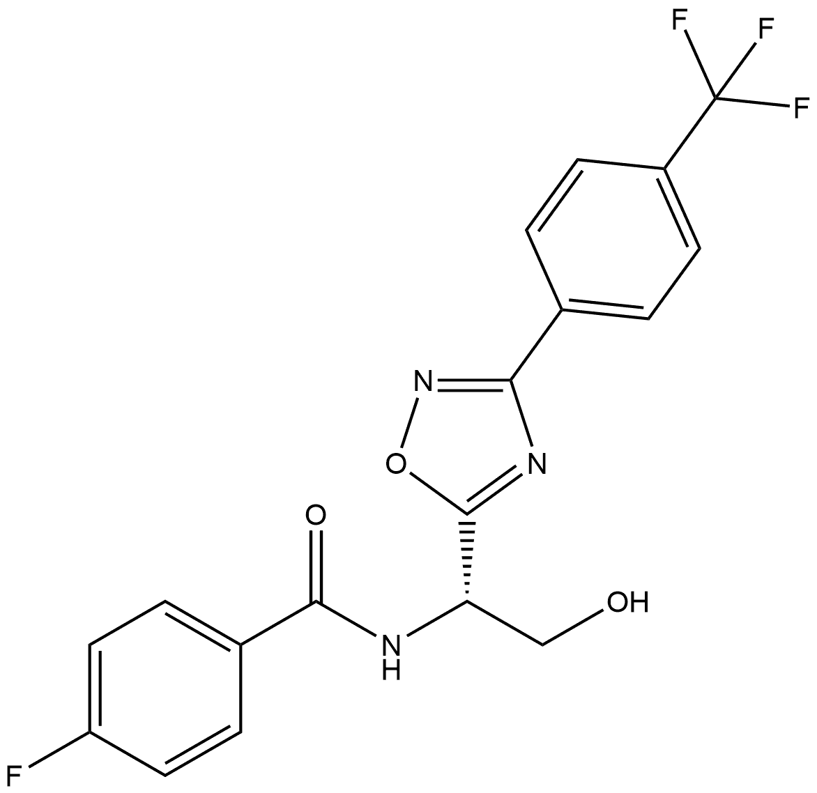 (S)-4-fluoro-N-(2-hydroxy-1-(3-(4-(trifluoromethyl)phenyl)-1,2,4-oxadiazol-5-yl)ethyl)benzamide Structure