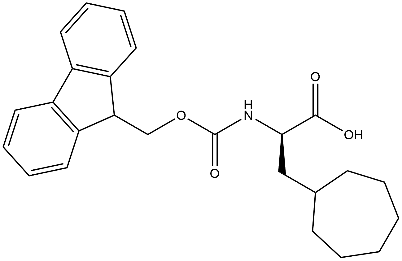 (2R)-3-cycloheptyl-2-({[(9H-fluoren-9-yl)methoxy]carbonyl}amino)propanoic acid 구조식 이미지