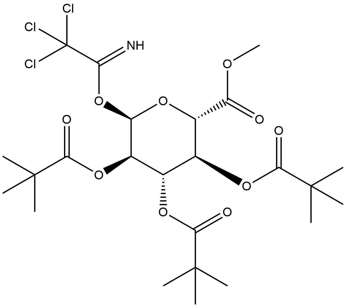 α-D-Glucopyranuronic acid, methyl ester, 2,3,4-tris(2,2-dimethylpropanoate) 1-(2,2,2-trichloroethanimidate) Structure