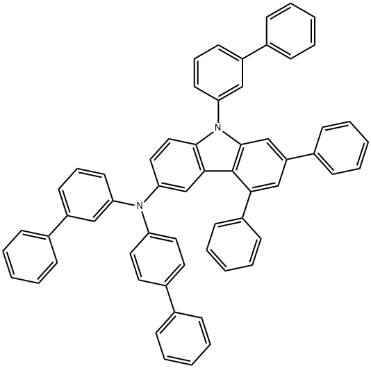 9H-Carbazol-3-amine, N,9-bis([1,1'-biphenyl]-3-yl)-N-[1,1'-biphenyl]-4-yl-5,7-diphenyl- Structure