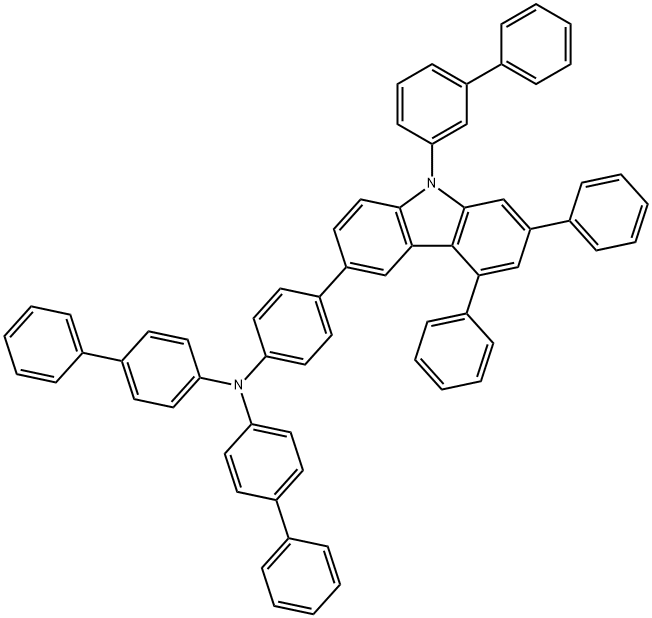 [1,1'-Biphenyl]-4-amine, N-[1,1'-biphenyl]-4-yl-N-[4-(9-[1,1'-biphenyl]-3-yl-5,7-diphenyl-9H-carbazol-3-yl)phenyl]- Structure