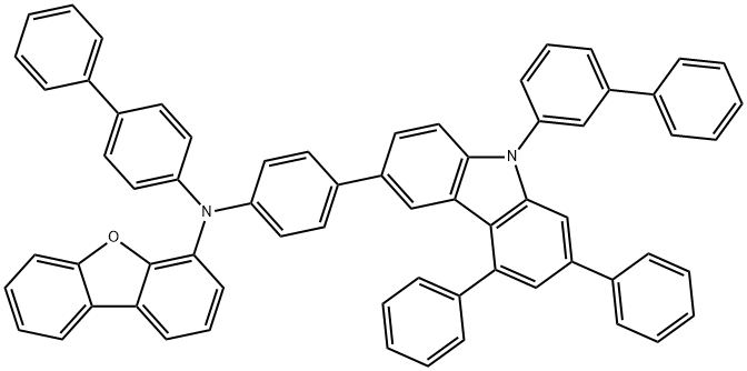 4-Dibenzofuranamine, N-[1,1'-biphenyl]-4-yl-N-[4-(9-[1,1'-biphenyl]-3-yl-5,7-diphenyl-9H-carbazol-3-yl)phenyl]- Structure