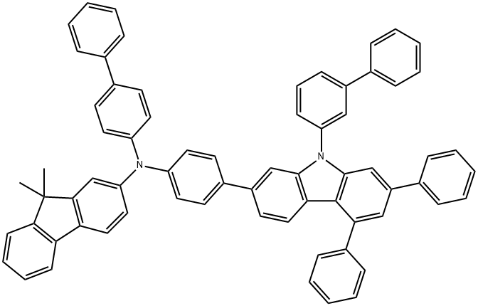 9H-Fluoren-2-amine, N-[1,1'-biphenyl]-4-yl-N-[4-(9-[1,1'-biphenyl]-3-yl-5,7-diphenyl-9H-carbazol-2-yl)phenyl]-9,9-dimethyl- Structure