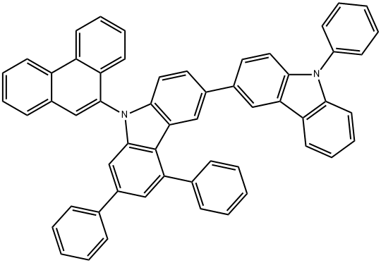 3,3'-Bi-9H-carbazole, 9-(9-phenanthrenyl)-5,7,9'-triphenyl- Structure