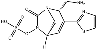 Sulfuric acid, mono[(2S,5R)-2-(aminomethyl)-7-oxo-3-(2-thiazolyl)-1,6-diazabicyclo[3.2.1]oct-3-en-6-yl] ester Structure