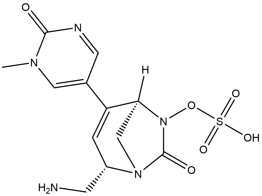 Sulfuric acid, mono[(2S,5R)-2-(aminomethyl)-
4-(1,2-dihydro-1-methyl-2-oxo-5-pyrimidinyl)-
7-oxo-1,6-diazabicyclo[3.2.1]oct-3-en-6-yl]
ester, re
l Structure