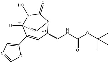 Carbamic acid, N-[[(2S,5R)-6-hydroxy-4-(5-
oxazolyl)-7-oxo-1,6-diazabicyclo[3.2.1]oct-3-
en-2-yl]methyl]-, 1,1-dimethylethyl ester, rel- Structure