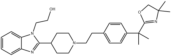 1H-Benzimidazole-1-ethanol, 2-[1-[2-[4-[1-(4,5-dihydro-4,4-dimethyl-2-oxazolyl)-1-methylethyl]phenyl]ethyl]-4-piperidinyl]- 구조식 이미지