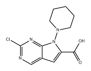 7H-Pyrrolo[2,3-d]pyrimidine-6-carboxylic acid, 2-chloro-7-(1-piperidinyl)- 구조식 이미지