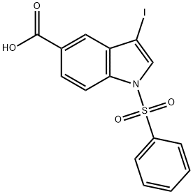 1H-Indole-5-carboxylic acid, 3-iodo-1-(phenylsulfonyl)- Structure