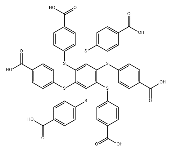 Benzoic acid, 4,4',4'',4''',4'''',4'''''-[1,2,3,4,5,6-benzenehexaylhexakis(thio)]hexakis- Structure