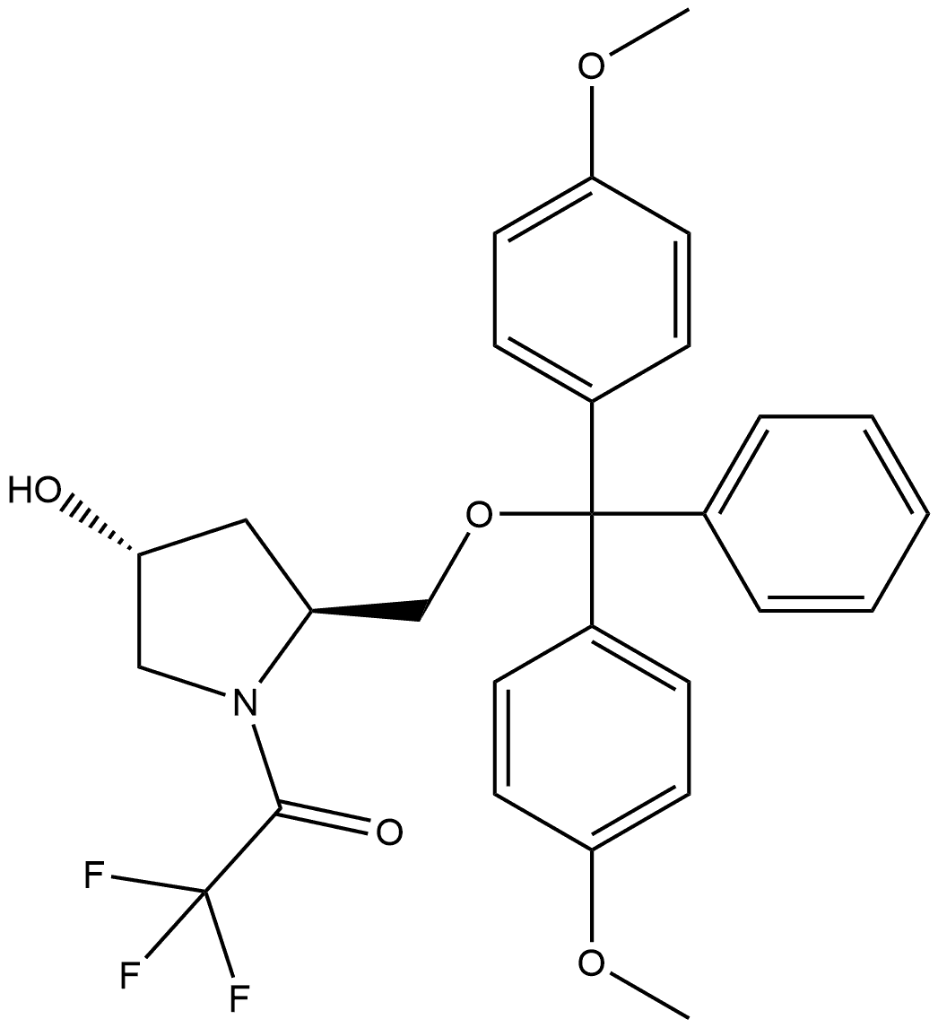 Ethanone, 1-[(2S,4R)-2-[[bis(4-methoxyphenyl)phenylmethoxy]methyl]-4-hydroxy-1-pyrrolidinyl]-2,2,2-trifluoro- Structure