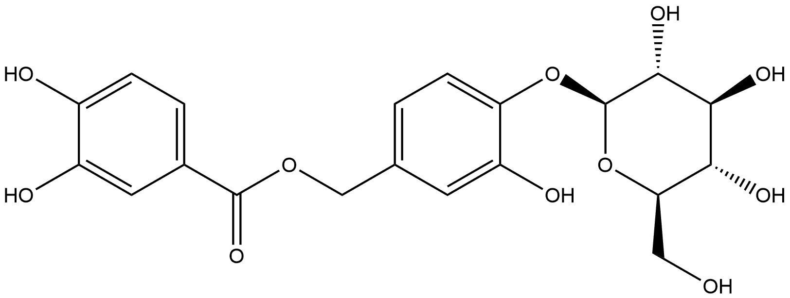 β-D-Glucopyranoside, 4-[[(3,4-dihydroxybenzoyl)oxy]methyl]-2-hydroxyphenyl 구조식 이미지