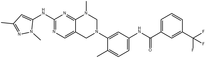 Benzamide, N-[3-[7-[(1,3-dimethyl-1H-pyrazol-5-yl)amino]-1,4-dihydro-1-methylpyrimido[4,5-d]pyrimidin-3(2H)-yl]-4-methylphenyl]-3-(trifluoromethyl)- Structure