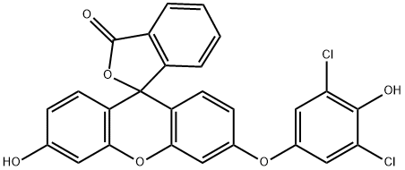 Spiro[isobenzofuran-1(3H),9'-[9H]xanthen]-3-one, 3'-(3,5-dichloro-4-hydroxyphenoxy)-6'-hydroxy- Structure