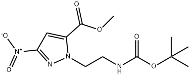 1H-Pyrazole-5-carboxylic acid, 1-[2-[[(1,1-dimethylethoxy)carbonyl]amino]ethyl]-3-nitro-, methyl ester Structure