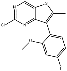 Thieno[3,2-d]pyrimidine, 2-chloro-7-(4-fluoro-2-methoxyphenyl)-6-methyl- Structure