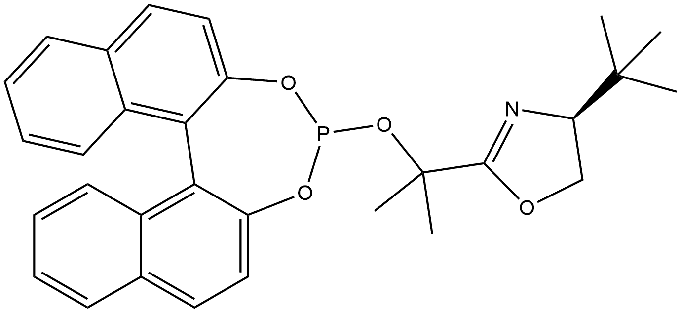 (4S)-4-(tert-Butyl)-2-(2-((11bS)-dinaphtho[2,1-d:1',2'-f][1,3,2]dioxaphosphepin-4-yloxy)propan-2-yl)-4,5-dihydrooxazole Structure