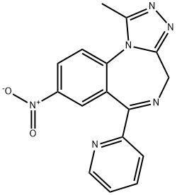 4H-[1,2,4]Triazolo[4,3-a][1,4]benzodiazepine, 1-methyl-8-nitro-6-(2-pyridinyl)- Structure