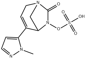 Sulfuric acid, mono[4-(1-methyl-1H-pyrazol-5-
yl)-7-oxo-1,6-diazabicyclo[3.2.1]oct-3-en-6-yl]
ester Structure