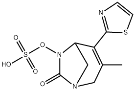 Sulfuric acid, mono[3-methyl-7-oxo-4-(2-
thiazolyl)-1,6-diazabicyclo[3.2.1]oct-3-en-6-yl]
ester Structure