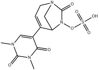 Sulfuric acid, mono[7-oxo-4-(1,2,3,4-tetrah
ydro-1,3-dimethyl-2,4-dioxo-5-pyrimidinyl)-1,
6-diazabicyclo[3.2.1]oct-3-en-6-yl] ester Structure