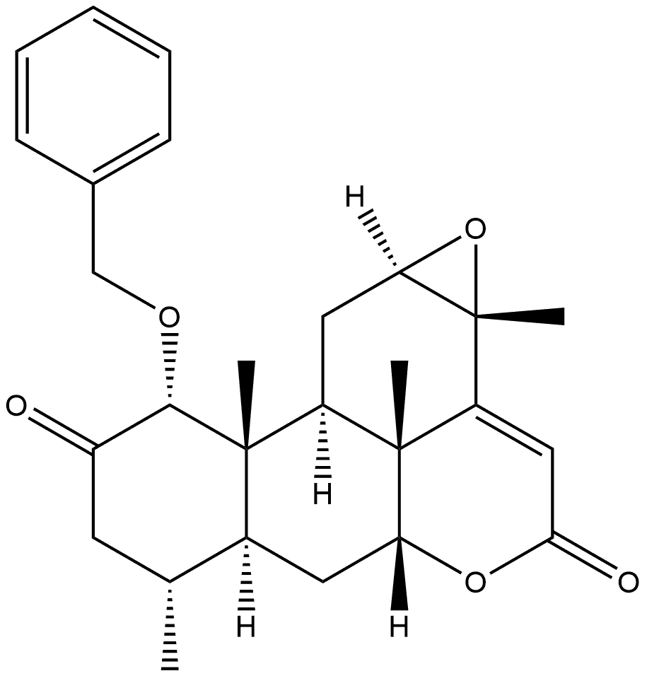 Picras-14-ene-2,16-dione, 12,13-epoxy-1-(phenylmethoxy)-, (1α,12α,13β)- (9CI) 구조식 이미지