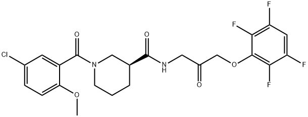 3-Piperidinecarboxamide, 1-(5-chloro-2-methoxybenzoyl)-N-[2-oxo-3-(2,3,5,6-tetrafluorophenoxy)propyl]-, (3S)- Structure