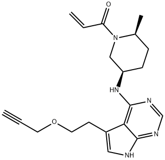2-Propen-1-one, 1-[(2S,5R)-2-methyl-5-[[5-[2-(2-propyn-1-yloxy)ethyl]-7H-pyrrolo[2,3-d]pyrimidin-4-yl]amino]-1-piperidinyl]- Structure