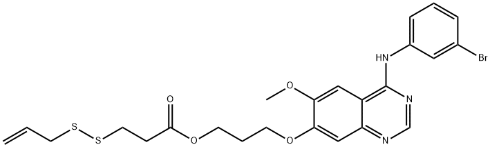 Propanoic acid, 3-(2-propen-1-yldithio)-, 3-[[4-[(3-bromophenyl)amino]-6-methoxy-7-quinazolinyl]oxy]propyl ester Structure