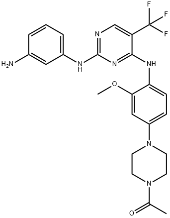 Ethanone, 1-[4-[4-[[2-[(3-aminophenyl)amino]-5-(trifluoromethyl)-4-pyrimidinyl]amino]-3-methoxyphenyl]-1-piperazinyl]- Structure