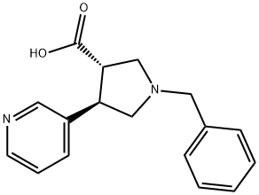 3-Pyrrolidinecarboxylic acid, 1-(phenylmethyl)-4-(3-pyridinyl)-, (3S,4R)- 구조식 이미지