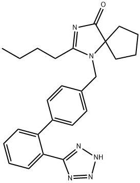 1,3-Diazaspiro[4.4]non-2-en-4-one, 2-butyl-1-[[2'-(2H-tetrazol-5-yl)[1,1'-biphenyl]-4-yl]methyl]- 구조식 이미지