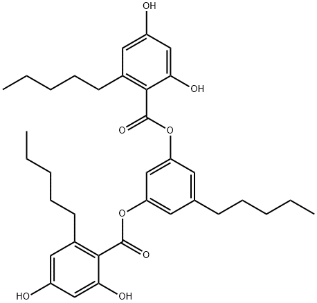 Benzoic acid, 2,4-dihydroxy-6-pentyl-, 5-pentyl-1,3-phenylene ester (9CI) 구조식 이미지