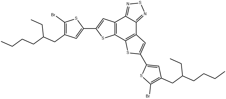 Dithieno[3,2-e:2',3'-g]-2,1,3-benzothiadiazole, 5,8-bis[5-bromo-4-(2-ethylhexyl)-2-thienyl]- Structure