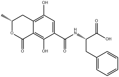 L-Phenylalanine, N-[[(3R)-3,4-dihydro-5,8-dihydroxy-3-methyl-1-oxo-1H-2-benzopyran-7-yl]carbonyl]- 구조식 이미지