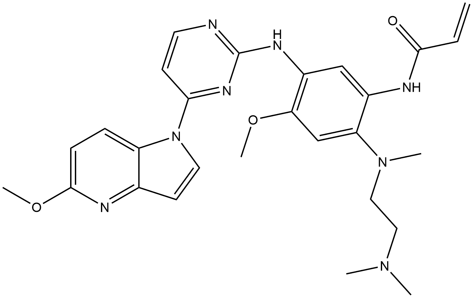 2-Propenamide, N-[2-[[2-(dimethylamino)ethyl]methylamino]-4-methoxy-5-[[4-(5-methoxy-1H-pyrrolo[3,2-b]pyridin-1-yl)-2-pyrimidinyl]amino]phenyl]- Structure