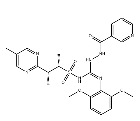 3-Pyridinecarboxylic acid, 5-methyl-, 2-[(Z)-[(2,6-dimethoxyphenyl)imino][[[(1S,2R)-1-methyl-2-(5-methyl-2-pyrimidinyl)propyl]sulfonyl]amino]methyl]hydrazide Structure