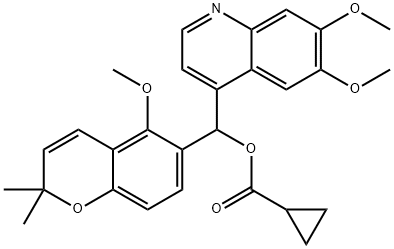 (6,7-Dimethoxy-4-quinolinyl)(5-methoxy-2,2-dimethyl-2H-1-benzopyran-6-yl)methyl cyclopropanecarboxylate Structure