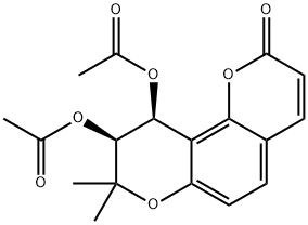 2H,8H-Benzo[1,2-b:3,4-b']dipyran-2-one, 9,10-bis(acetyloxy)-9,10-dihydro-8,8-dimethyl-, (9S,10S)- Structure