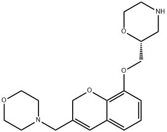 Morpholine, 2-[[[3-(4-morpholinylmethyl)-2H-1-benzopyran-8-yl]oxy]methyl]-, (R)- (9CI) Structure