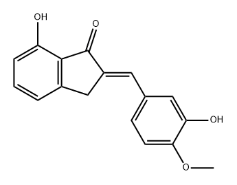 1H-Inden-1-one, 2,3-dihydro-7-hydroxy-2-[(3-hydroxy-4-methoxyphenyl)methylene]-, (2E)- Structure